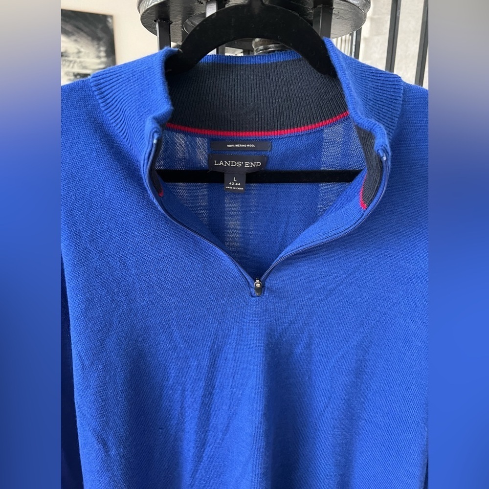 Lands End Men’s 100% Wool Pullover - Picture 3 of 4